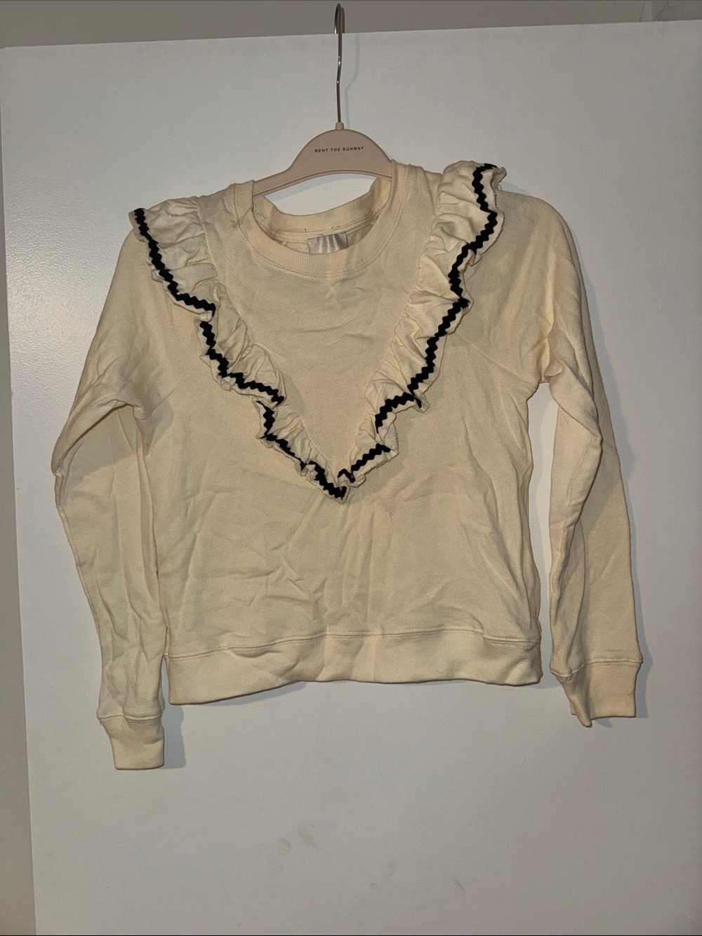 Industry Ruffle-Trim Cream Long-Sleeve Sweatshirt